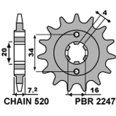 ПЕРЕДНЯ ЗІРКА PBR CHT 2247 14 18NC KTM 125 DUKE 11-21 (-1) (LANC. 520) (JTF1903.14)