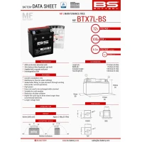BS АКУМУЛЯТОР BTX7L-BS (YTX7L-BS) 12V 6AH 144X71X131 BEZOBSLUGOWY - ELEKTROLIT OSOBNO (85A) (6) UE2019/1148