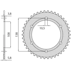 SUNSTAR ЗІРОЧКА ЗАД 4686 38 HONDA CBR 250R '11-'13, CBR 300R '14-'16 (JTR1220.38) (LANC. 520) (468638JT)