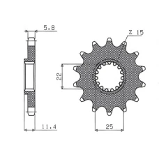 ПЕРЕДНЯ ЗІРКА SUNSTAR CHT 1252 15 KTM LC4 400/600/620/640/690 (JTF1902.15) (LANC. 520) (125215JT)