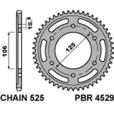 ЗАДНЯ ЗІРКА PBR 4529 48 C45 TRIUMPH 675 DAYTONA/ STREET TRIPLE '06-'20, BONNEVILLE/SPEEDMASTER/THRUXTON 1200 (JTR2014.48) (LANC. 525)
