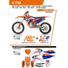 UFO КОМПЛЕКТ ПЛАСТІКОВ ПЛЮС КОМПЛЕКТ НАЛІПОК (OKLEIN) KTM SX/SXF 125/150/250/350/450 '19-'22 W КОМПЛЕКТІ ПЕРІД TABLICA (KT04094) І КРИШКИ АМОТРТИЗАТОРІВ (KT04055) PATRIOT КОЛІР КОЛІР ПОМАРАНЧ