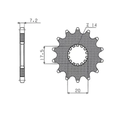 ПЕРЕДНЯ ЗІРКА SUNSTAR CHT 577 14 YAMAHA DT 125R (-2) (JTF558.14) (LANC. 428) (57714JT)