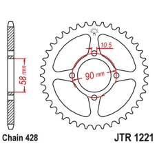 ЗАДНЯ ЗІРКА JR 4669 42 HONDA CBR 125 11-17, CB 125F (GLR125) 15-17 (446942JT) (LANC. 428) ОТВІР NA SRUBE 10,5 - MOZE BYZ ZASTAPIONA PRZEZ 269 42