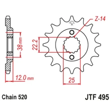 JT ЗІРОЧКА ПЕРІД 495 15 DUCATI PASO SPORT 750 '86-90' (49515JT) (LANC. 520)