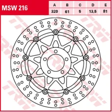 TRW LUCAS ZF ДИСК ТОРМОЗНИЙ ПЕРІД KAWASAKI ZX-7R/RR '96-'02, ZXR 750 '91-'95, ZX-9R '94-'04, ZZR 1100 '93-'01, ZX-12R '00-'03, ZZR 1200 '02-'05, VN 1500/1600 MEAN STREK '02-'05, SUZUKI VZ 1600 MARAUDER '04-'05 (320X61X5MM)