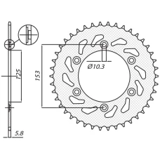 ЗАДНЯ ЗІРКА SUNSTAR 288 45 HONDA XR 650L '93-'15, XR 600R '91-'00 (-3) (JTR301.45) (LANC. 520) (28845JT)