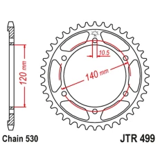 ЗАДНЯ ЗІРКА JR 498 44 KAWASAKI ZZR600 '90-'92 (-1), SUZUKI GSXR 750 SRAD '96-'97 (+1) (49844JT) (LANC. 530)