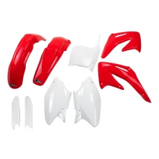 UFO КОМПЛЕКТ ПЛАСТІКОВ (ПОВНИЙ KIT) Z OSLONAMI ТЕЛЕСКОПІЧНИЙ (АМОРТИЗАТОРІВ) HONDA CRF 450 R '02-'03 КОЛІР OEM (CZERWONY/BIALY) (HO106E999)