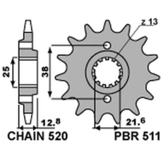 PBR ЗІРОЧКА ПЕРІД 511 15 18NC KAWASAKI KLR 650 '90-'17 (JTF511.15) (LANC. 520) (STD.)