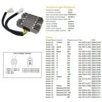 DZE РЕГУЛЯТОР НАПРУГИ SUZUKI GSXR 600/750 06-18, GSXR1000 07-16, GSF1250, VL800/1500, DL650 13-17, SFV650 GLADIUS, VZ800 05-09, GSX1300B-KING MOSFET (ESR552)