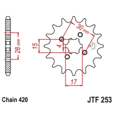 ПЕРЕДНЯ ЗІРКА JR CHT 255 18 HONDA MTX/MBX/XR 80 (25518JT) (LANC. 420)