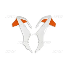 UFO КРИШКИ РАДІАТОРА KTM SX 65 '16-'22 КОЛІР OEM '19-'20 (BIALY/POMARANCZOWY)
