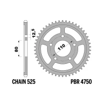 PBR ШЕСТЕРНЯ ЗАД 4750 42 HONDA CRF 1000 / 1100 L AFRICA TWIN / ADVENTURE SPORT '16-'23 (475042JTZBK) (LANC. 525) КОЛІР ЧОРНИЙ
