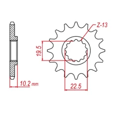 ПЕРЕДНЯ ЗІРКА GROSSKOPF CHT 435 12 SUZUKI LT 250 R '85-'93, RM 250 '89-'08, DRZ 400, DR 350 (JTF432.12)