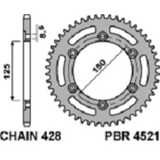 ЗАДНЯ ЗІРКА PBR 4521 45 F HONDA CG 125 ES (04-06) (LANC. 428)