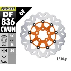 GALFER ДИСК ТОРМОЗНИЙ ЗАД HARLEY-DAVIDSON (300X56X5) PLYWAJACA КОЛІР КОЛІР ПОМАРАНЧ
