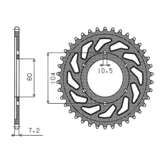 SUNSTAR ЗІРОЧКА ЗАД 4359 41 KAWASAKI ZX 9R '02-'03, ZX 10 '08-'14, Z1000 SX '11-'15 (JTR1489.41) (LANC. 525) (435941JT)