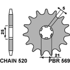 PBR ЗІРОЧКА ПЕРІД 569 15 KAWASAKI KX 250 '87-'98, YAMAHA YZ 250 '77-'98 (JTF569.15) (LANC. 520) (56915JT)