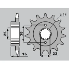 ПЕРЕДНЯ ЗІРКА SUNSTAR CHT 2075 14 DUCATI MONSTER 797 '17-18, SCRAMBLER 800 '17-18, SUPERSPORT 939 '17-18 (JTF736.14) (LANC. 520) (207514JT)