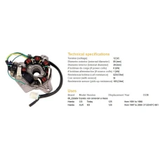 DZE UZWOJENIE ГЕНЕРАТОР STATOR HONDA XLR125 97-00, CG125 91-98 (OEM-31120-KFC-901)