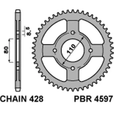 ЗАДНЯ ЗІРКА PBR 4597 42 C45 HONDA CBF 125 09-14 (JTR1219.42) (LANC. 428)
