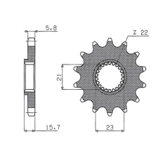 ПЕРЕДНЯ ЗІРКА SUNSTAR CHT 441 15 YAMAHA XT 600 '87-'90, XT 600E '97-'03, XTZ 660 '91-'98, TT 600 '93-'02 (JTF1577.15) (LANC. 520) (44115JT)