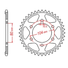 ЗАДНЯ ЗІРКА MTX PARTS 4359 41 KAWASAKI ZX 9R '02-'03, ZX 10 '08-'14, Z1000 SX '11-'15 (JTR1489.41) (LANC. 525)