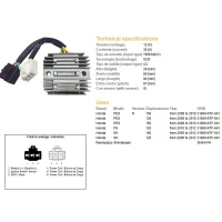 DZE РЕГУЛЯТОР НАПРУГИ HONDA SH 125/150 '05-12 (12V, 35A) (31600-KTF-641) (SH541PA) (ESR910)