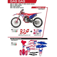 UFO КОМПЛЕКТ ПЛАСТІКОВ ПЛЮС КОМПЛЕКТ НАЛІПОК (OKLEIN) GAS GAS MC 125 '21-'22; MC 250 '22; MCF 250/350/450 '21-'22 W КОМПЛЕКТІ ПЕРІД TABLICA (GG07130) І КРИШКИ АМОТРТИЗАТОРІВ (GG07131) PATRIOT КОЛІР ЧЕРВОНИЙ
