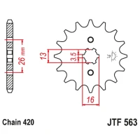 JT ЗІРОЧКА ПЕРІД 415 13 SUZUKI TS 50, YAMAHA DT 50MX (41513JT) (LANC. 420)