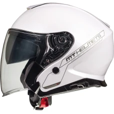 MT АКЦІЯ ШОЛОМ ВІДКРИТИЙ JET Z БЛЕНДА THUNDER 3 SV JET SOLID PEARL WHITE КОЛІР БІЛИЙ БЛИСК РОЗМІР M