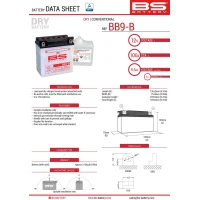 BS АКУМУЛЯТОР BB9-B (YB9-B) (12N9-4B-1) 12V 9AH 135X75X139 OBSLUGOWY - ELEKTROLIT OSOBNO (115A) (6) UE2019/1148