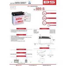BS АКУМУЛЯТОР BB9-B (YB9-B) (12N9-4B-1) 12V 9AH 135X75X139 OBSLUGOWY - ELEKTROLIT OSOBNO (115A) (6) UE2019/1148