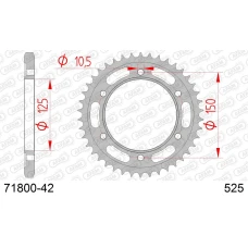 AFAM 2026/04 ШЕСТЕРНЯ ЗАД 4454 42 KTM 950/990/1190 ADVENTURE / R LC8 '03-'18 (JTR899.42) (LANC. 525)