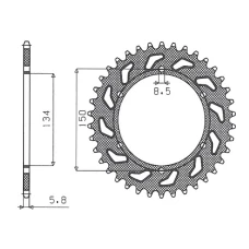 SUNSTAR ЗІРОЧКА ЗАД 489 49 KAWASAKI KX/KXF `84-'20 (JTR460.49) (LANC. 520) (48949JT)