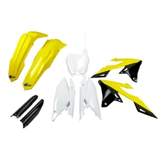 UFO 2024/11 КОМПЛЕКТ ПЛАСТІКОВ (ПОВНИЙ KIT) Z OSLONAMI ТЕЛЕСКОПІЧНИЙ (АМОРТИЗАТОРІВ) SUZUKI RMZ 250 '19-'25, RMZ 450 '18-'25 КОЛІР OEM ( ЖОВТИЙ / БІЛИЙ / ЧОРНИЙ )