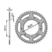 FORTE ЗАДНЬОЇ SPROCKET 53 T. (420), Ø105MM, ЧЕРВОНА АЛЮМІНІЙ., APRILIA / DERBI / DRAC / RIEJ