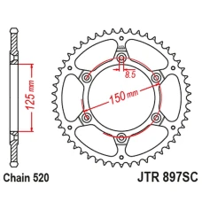 ЗАДНЯ ЗІРКА JR 899 40 KTM EXC/SX/EXC-F 200/250/300/400/450/530 ULTRALITE SAMOOCZYSZCZAJACA (89940JT) (LANC. 520)