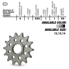 ПЕРЕДНЯ ЗІРКА MOTO-MASTER CHT 432 13 SUZUKI RM 125 '81-'10, RMZ 250 '07-'12 (JTF427.13) (LANC. 520) (43213JT)