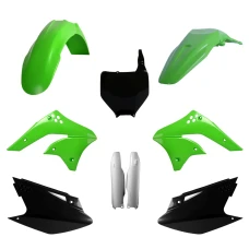 КОМПЛЕКТ ПЛАСТИКА POLISPORT (ПОВНИЙ KIT) KAWASAKI KX 250F '06-'08 В КОМПЛЕКТІ ПЕРЕДНЯ ПАНЕЛЬ (8660800001) І КРИШКИ АМОРТИЗАТОРІВ (8351200001) КОЛІР ЗЕЛЕНИЙ З ЧОРНИМ OEM