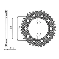 SUNSTAR ЗІРОЧКА ЗАД 4448 39 / 408 39 HONDA CB 1300 '03-'13, CB 1100 '13-'14 (SC54) (JTR1871.39) (JTR302.39) (LANC. 530) (40839JT)