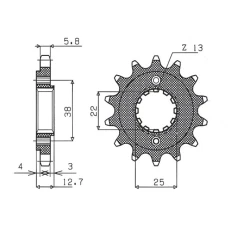 ПЕРЕДНЯ ЗІРКА SUNSTAR CHT 511 15 KAWASAKI KLR 650 '90-'14 (JTF511.15) (LANC. 520) (51115JT)