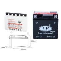 LANDPORT АКУМУЛЯТОР YTX5L-BS 12V 4AH 114X71X106 BEZOBSLUGOWY - ELEKTROLIT OSOBNO (8) UE2019/1148