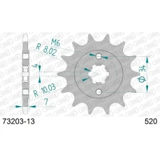 AFAM 2026/04 ШЕСТЕРНЯ ПЕРІД 2247 13 KTM 125 DUKE '11-'24, KTM 200 DUKE '12-'24 (JTF1903.13) (LANC. 520)