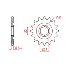 ПЕРЕДНЯ ЗІРКА MTX PARTS CHT 2103 12 YAMAHA YZF 250 '01-'17, WR 250F '01-'17 (JTF1590.12) (LANC. 520) (JTF1590.12)