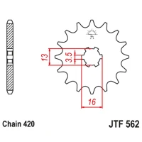 JT ЗІРОЧКА ПЕРІД 415 09 KAWASAKI KFX 50 '03-'06, SUZUKI LTA 50 '02-'05, SUZUKI TS 50, YAMAHA DT 50MX (41509JT) (LANC. 420)
