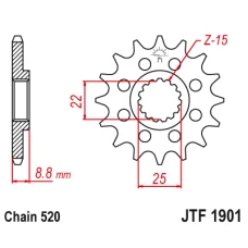 ПЕРЕДНЯ ЗІРКА JR CHT Z ГУМА 1248 14 KTM SX/EXC '91-'22, GASGAS, BETA, HUSQVARNA (124814RB) (LANC. 520) - ZAMOWIC