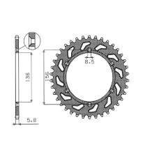 SUNSTAR ЗІРОЧКА ЗАД 702 50 HUSQVARNA SM 610 (08-09), SUZUKI DR350 (90-03), RGV 250 (91-96) (JTR822.50) (LANC. 520) (70250JT)