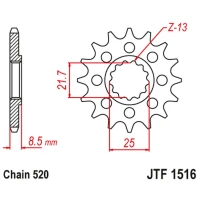 JT ЗІРОЧКА ПЕРІД 2179 15 KAWASAKI ZX 10R 04-18 (217915JT) (PRZEJSCIE NA ЛАНЦЮГ 520)